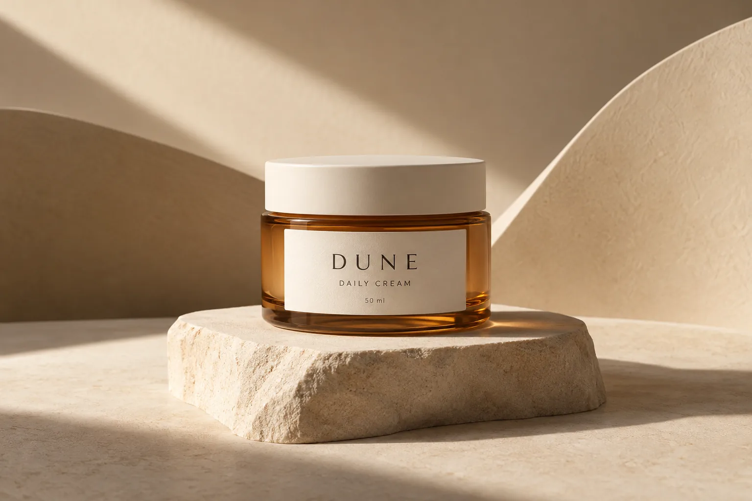 DUNE DAILY CREAM 가상 제품의 AI 생성 패키지 이미지